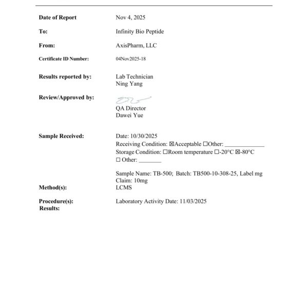 TB-500 10mg COA — page 1